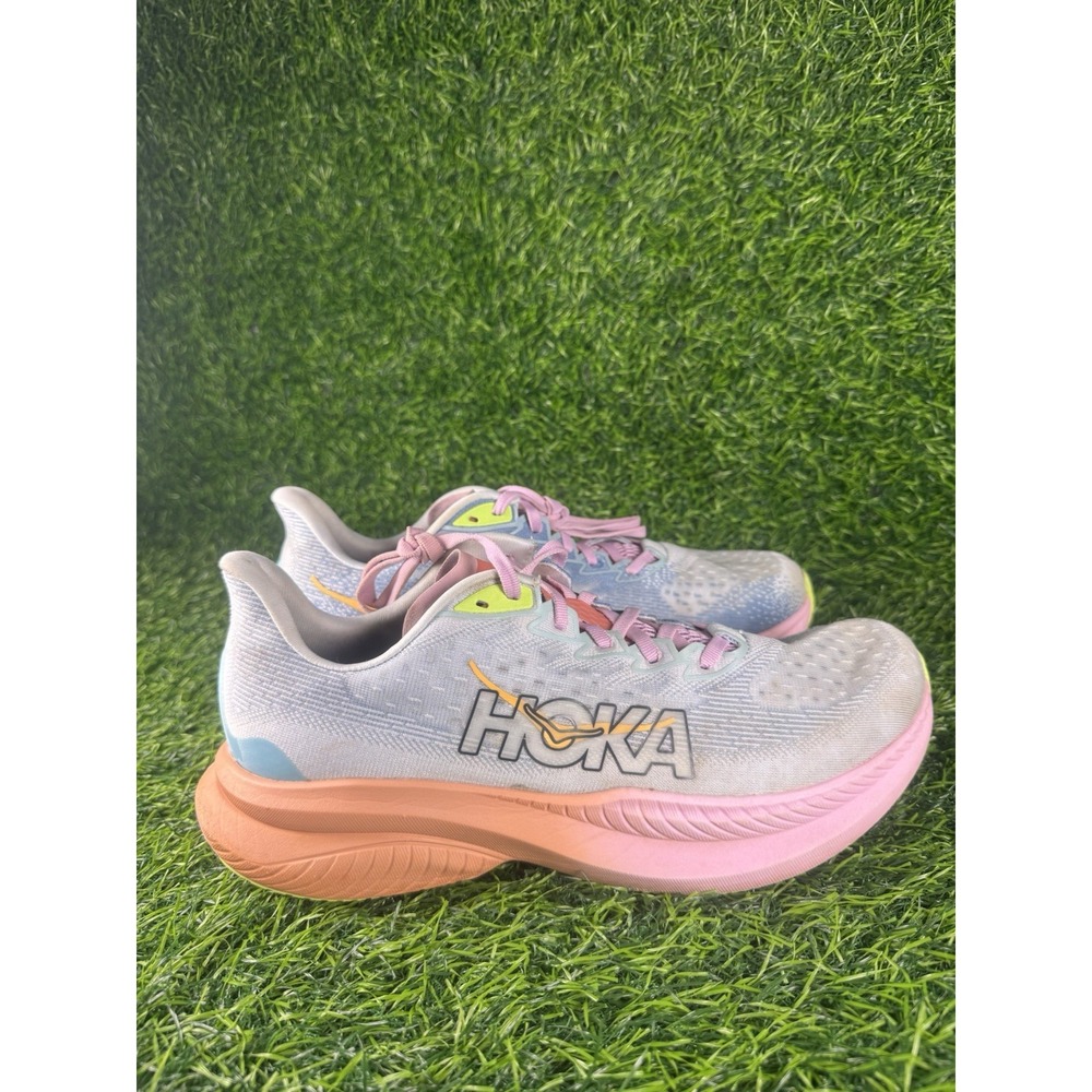 Hoka One One Mach 6 Womens Size 11 Blue Pink Running Shoes Sneakers 1147810-ISK